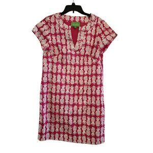 Pappagallo bright pink pineapple shift dress size 8